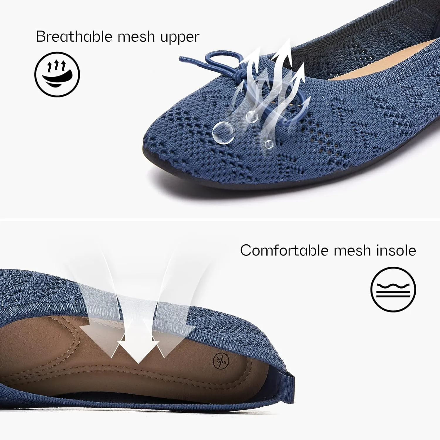 Women's Flats Shoes Dress Shoes Round Toe Ballet Flats Comfortable Crochet Lace Black Flats Low Heel