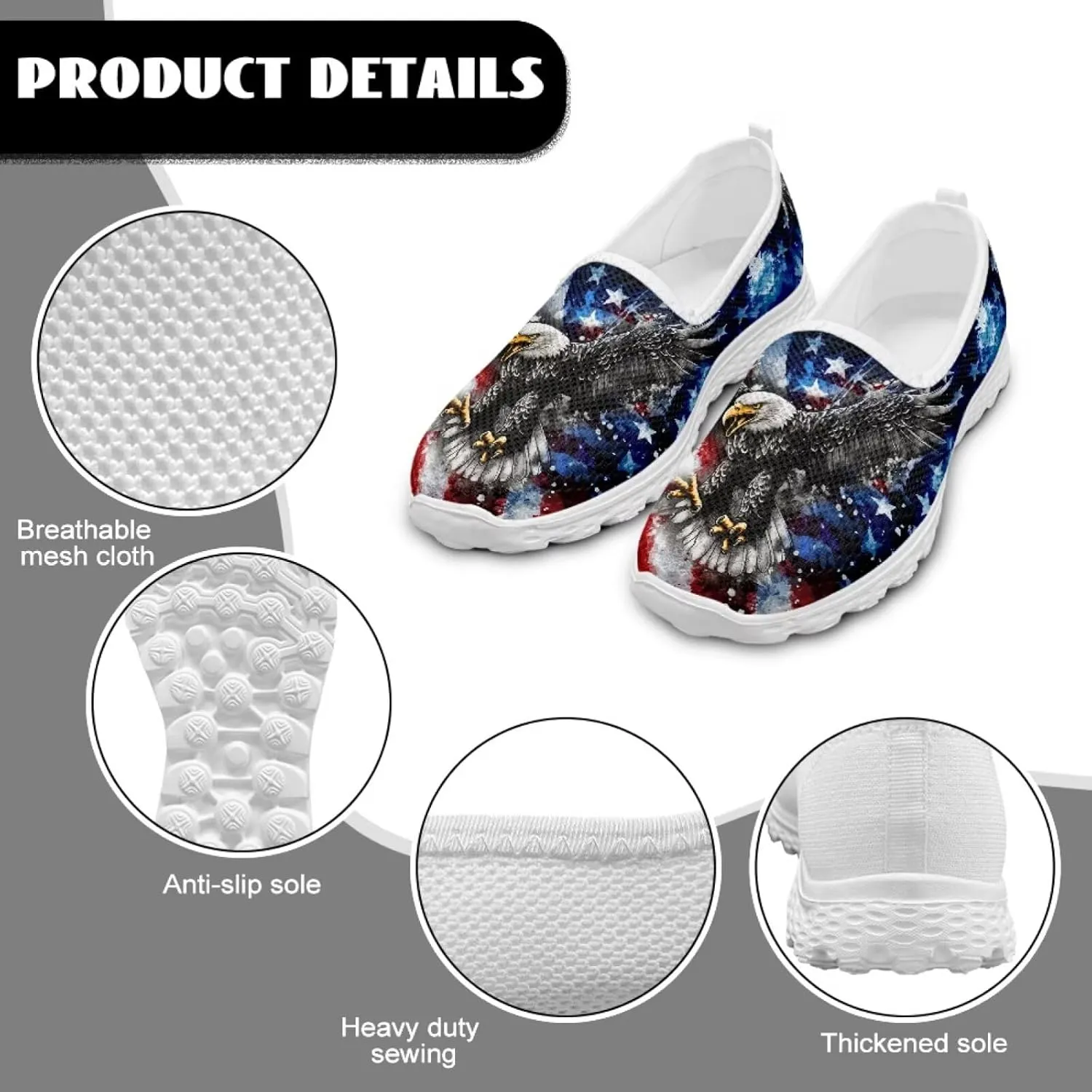 Women's Green Flats Round Toe Slip on Ballet Flats Patriotic Walking Sneakers Mesh Everyday Loafers Nurse Work Shoes