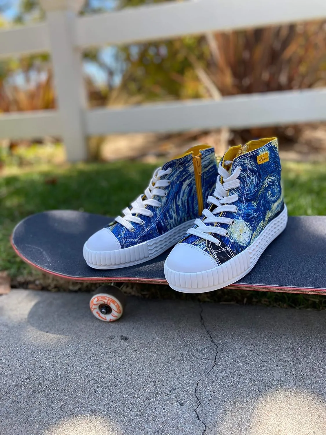 Women's High Top Platform Lace Up Canvas Van Gogh Shoes - Casual Fashion & Walking Sneakers | Famous Print Art
