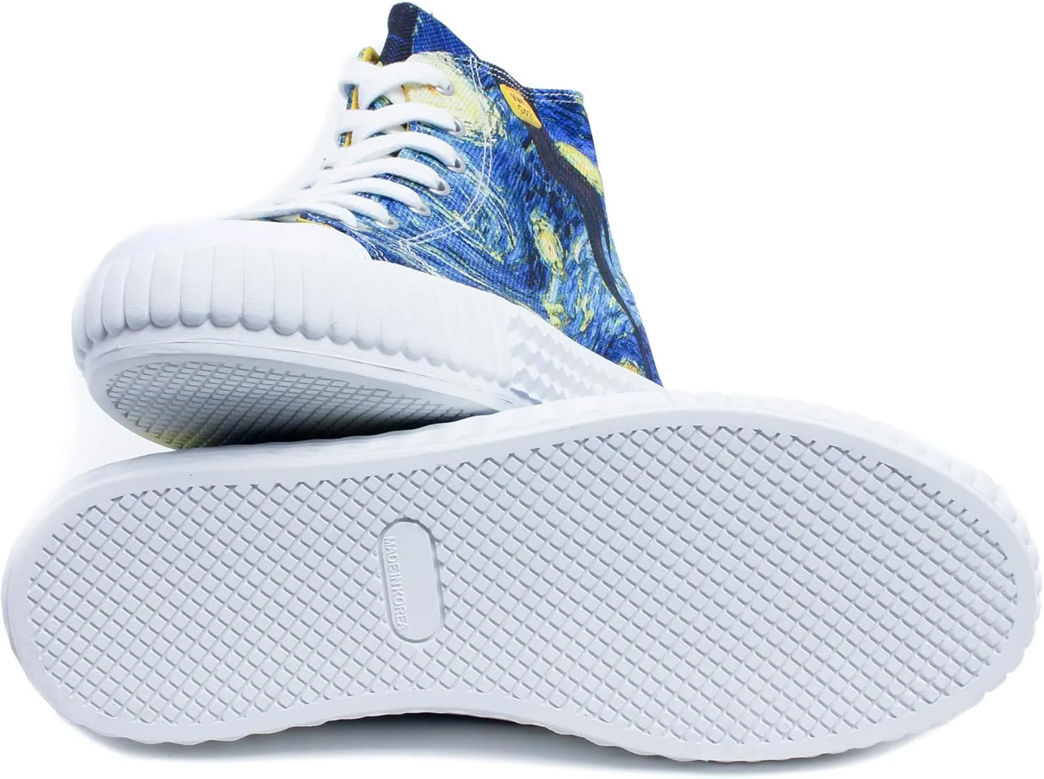 Women's High Top Platform Lace Up Canvas Van Gogh Shoes - Casual Fashion & Walking Sneakers | Famous Print Art