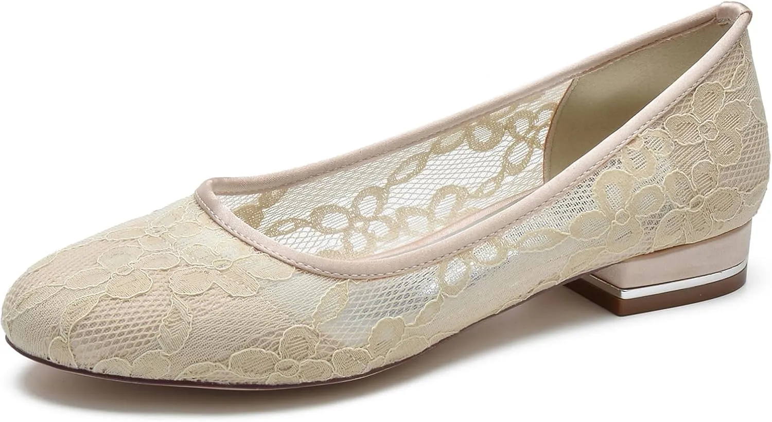 Women's Lace Dress Shoes Bridal Ballet Shoes Evening Prom Party Shoes Mesh Wedding Dress Flats