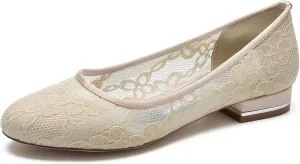 Women's Lace Dress Shoes Bridal Ballet Shoes Evening Prom Party Shoes Mesh Wedding Dress Flats