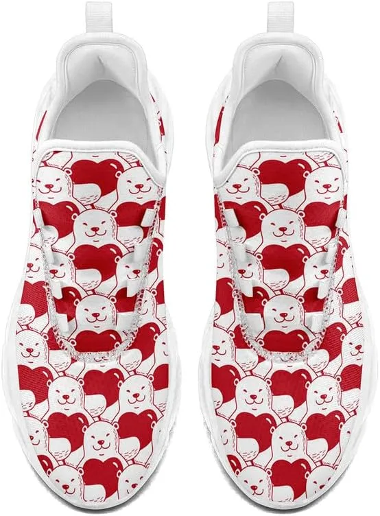 Women's Love Print Sneakers, Lightweight Breathable Casual Walking Shoes – Trendy Romantic Heart Design Athletic Sneakers