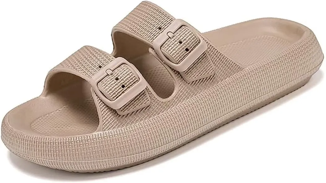 Women's Men's Cloud Slippers Pillow Sandals Cloud Slide Sandals Pillow Double Buckle Adjustable Slippers Non-Slip Platform Sandals
