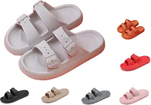 Women's Men's Cloud Slippers Pillow Sandals Cloud Slide Sandals Pillow Double Buckle Adjustable Slippers Non-Slip Platform Sandals