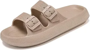 Women's Men's Cloud Slippers Pillow Sandals Cloud Slide Sandals Pillow Double Buckle Adjustable Slippers Non-Slip Platform Sandals