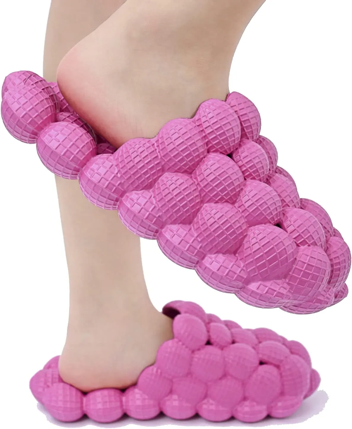 Womens Mens Massage Bubble Slides Slippers, Lychee Non-Slip Spa Slippers, Soft Breathable Stress Relief Slide Sandals For Gym Shower Bedroom Home Sandals