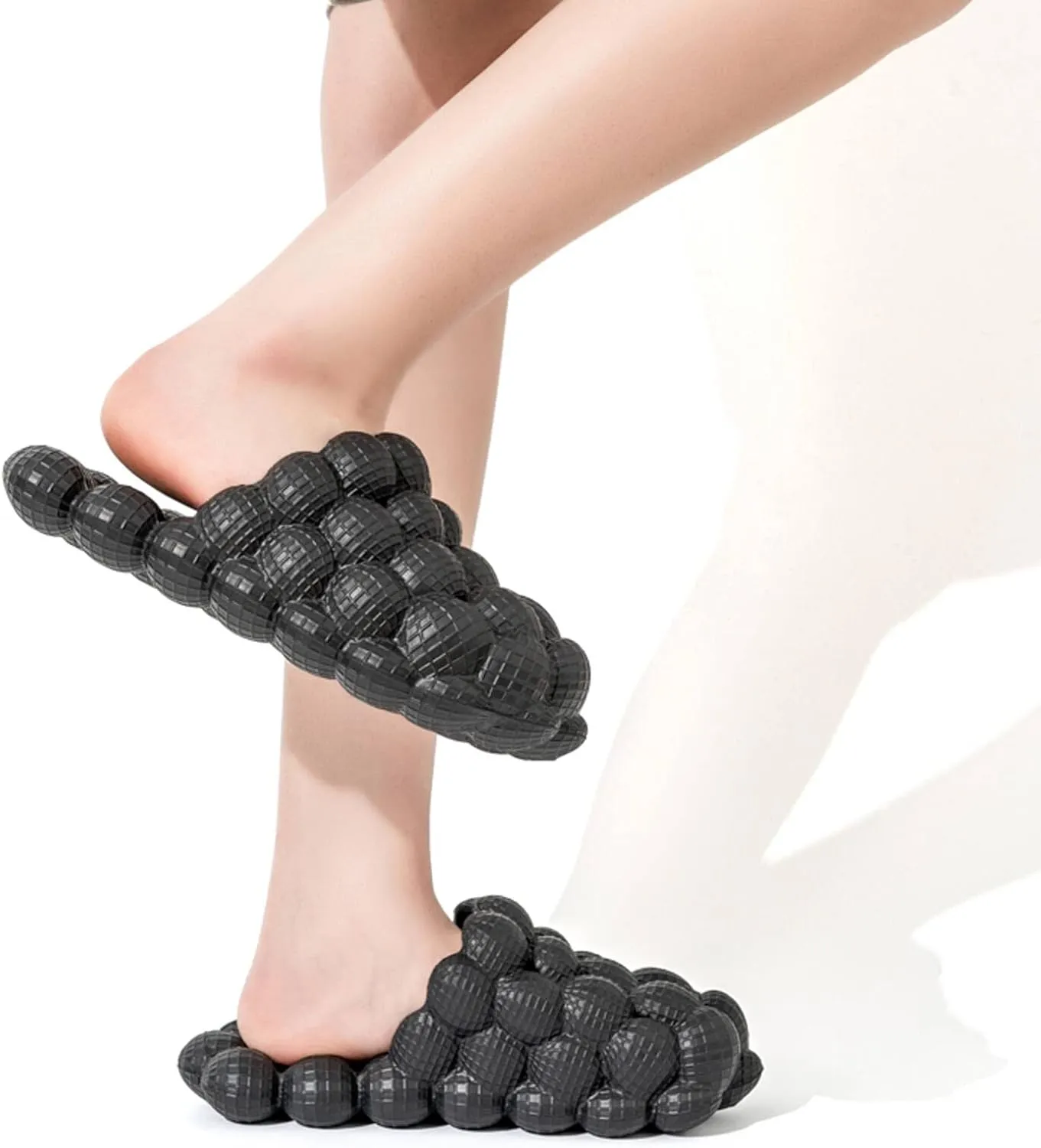 Womens Mens Massage Bubble Slides Slippers, Lychee Non-Slip Spa Slippers, Soft Breathable Stress Relief Slide Sandals For Gym Shower Bedroom Home Sandals