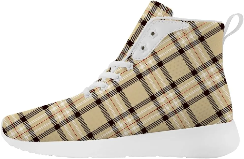 Women's Men's Plaid High Top Shoes Scottish Buffalo Plaid High Top Sneakers Casual Shoes Gifts for Men Women