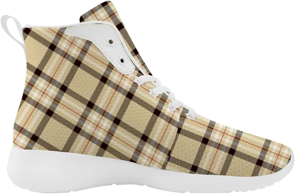 Women's Men's Plaid High Top Shoes Scottish Buffalo Plaid High Top Sneakers Casual Shoes Gifts for Men Women