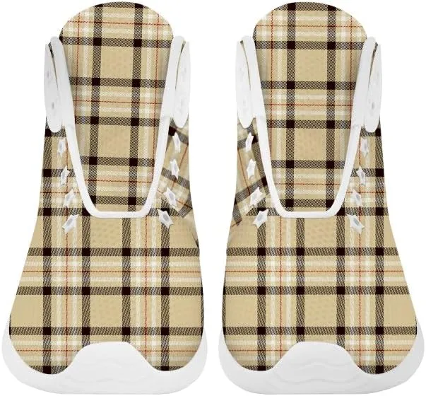Women's Men's Plaid High Top Shoes Scottish Buffalo Plaid High Top Sneakers Casual Shoes Gifts for Men Women