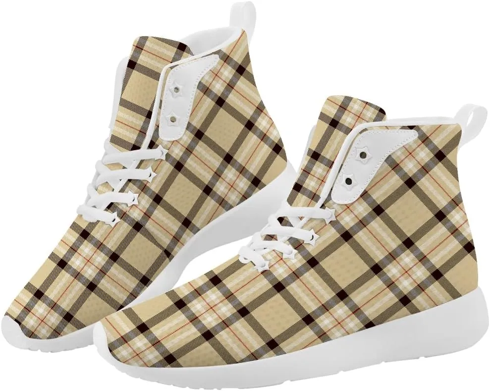 Women's Men's Plaid High Top Shoes Scottish Buffalo Plaid High Top Sneakers Casual Shoes Gifts for Men Women