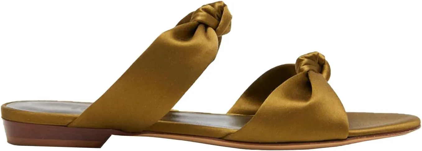 Women's Mule Flats Bow Sandal Slippers Two lace-up Flat Shopping Shoes Pointed Party Shoes