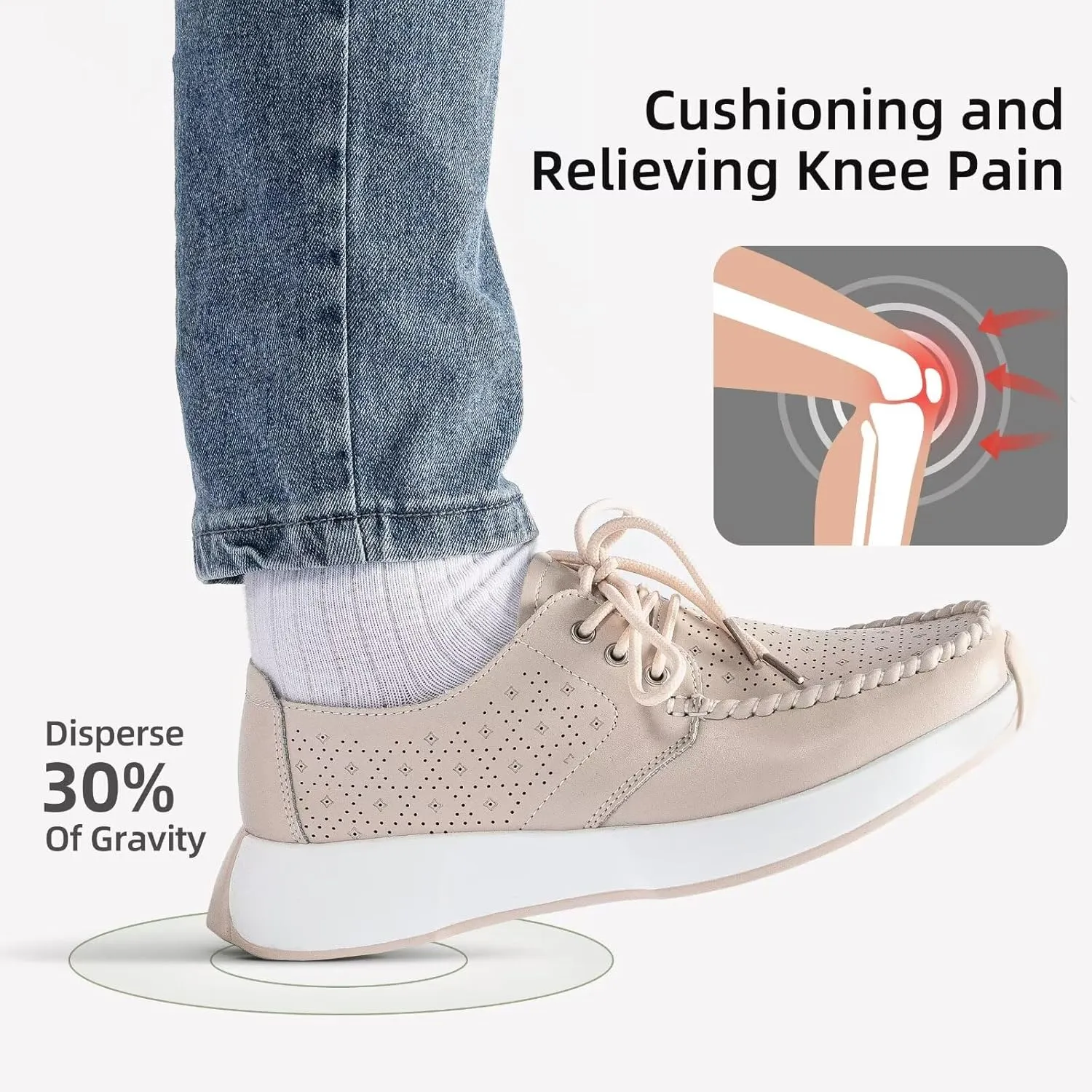 Women's Orthopedic Leather Dress Walking Shoes: Casual Sneakers with Arch Support for Plantar Fasciitis, Comfortable Supportive Shoes with Orthotic Insoles for Foot and Heel Pain