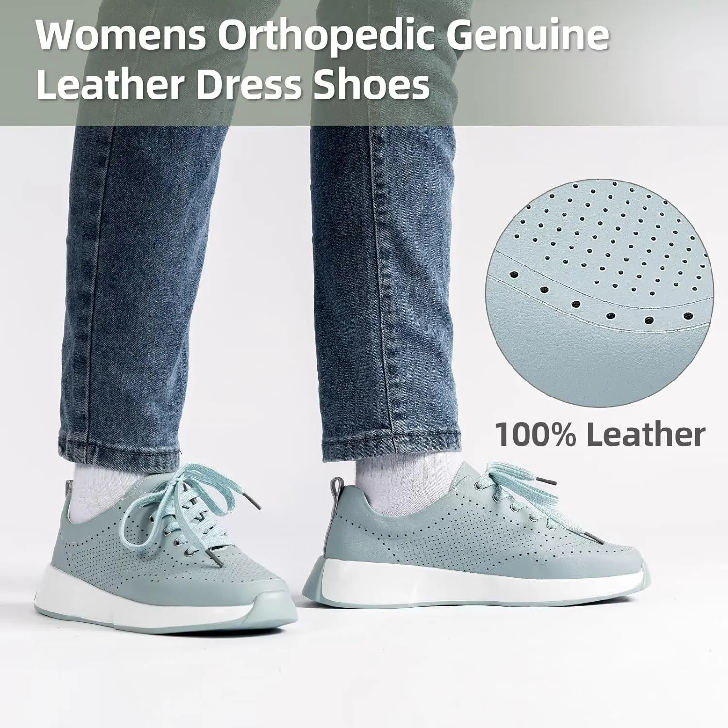 Women's Orthopedic Leather Dress Walking Shoes: Comfortable Shoes with Arch Support for Plantar Fasciitis, Casual Flat Feet Supportive Fashion Sneakers for Foot and Heel Pain Relief