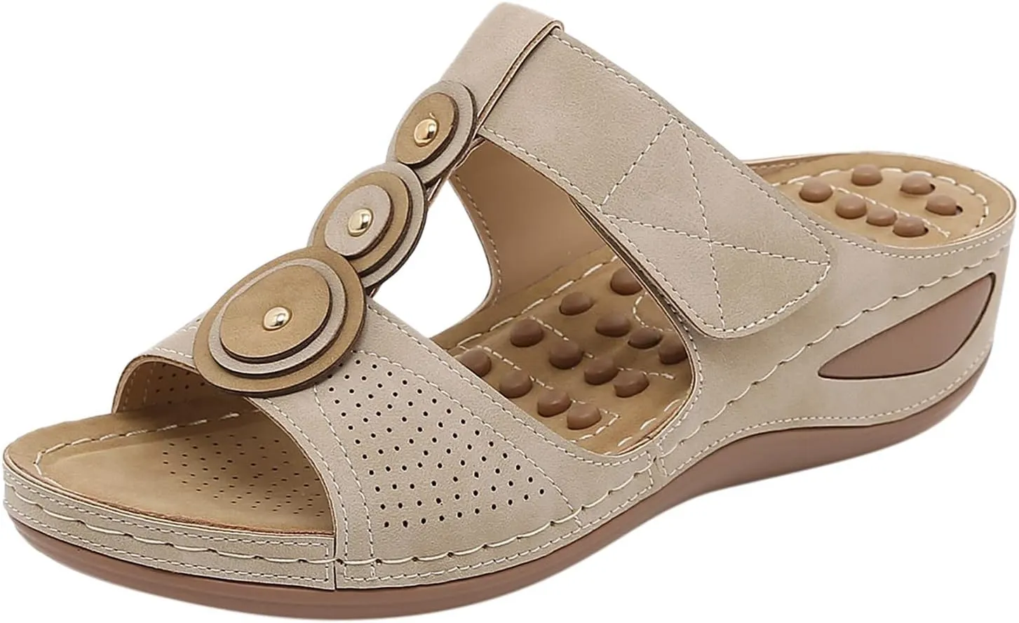 Womens Orthotic Sandals Travel Beach Shoes Bohemian Retro Wedge Heel Massage Slippers Arch Support Lightweight Casual Sandals