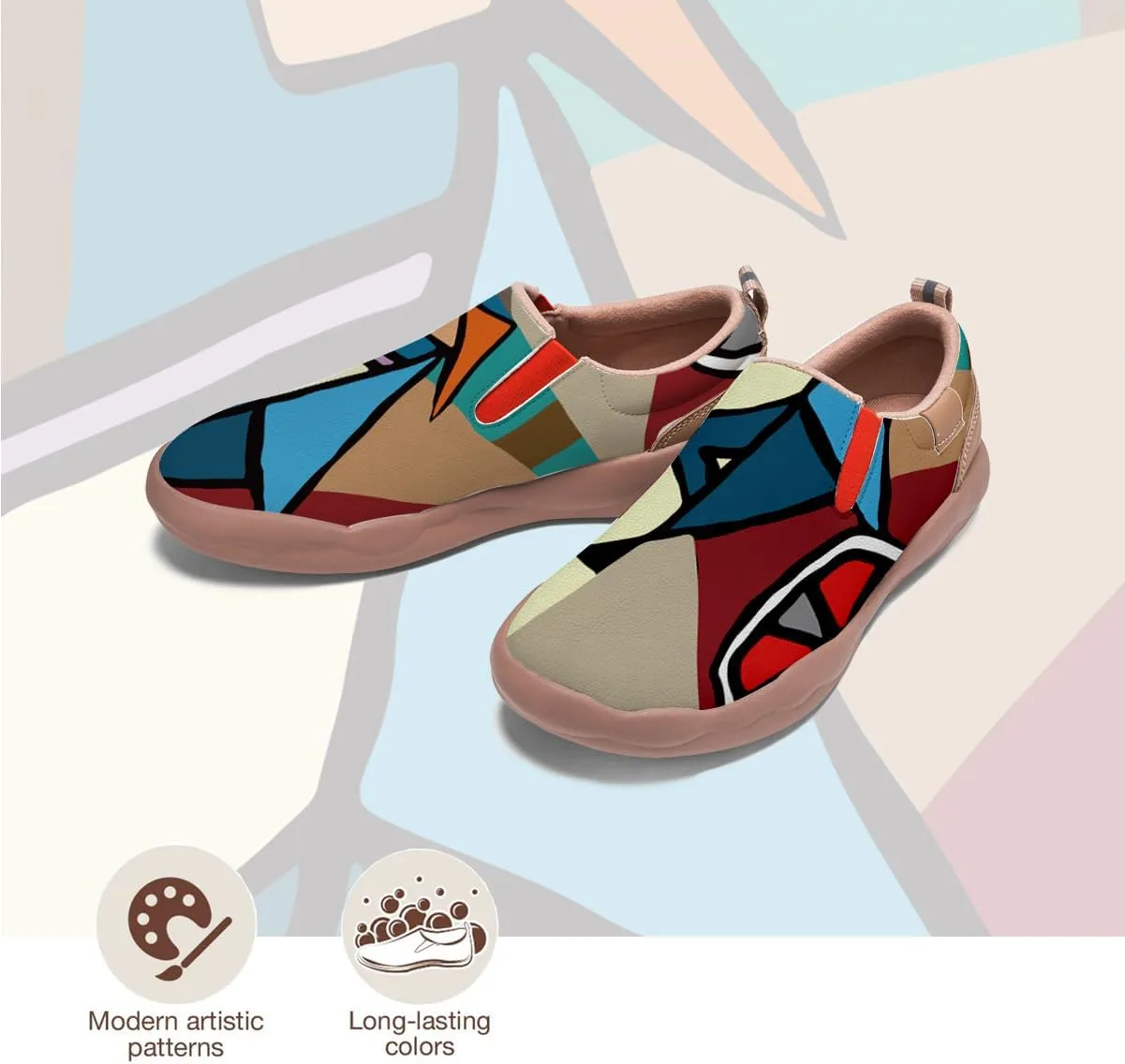 Womens Painted Travel Shoes - Loafers Abstract Art Flat Shoe Slip On Fashion Sneaker Ladies Casual Walking Shoes