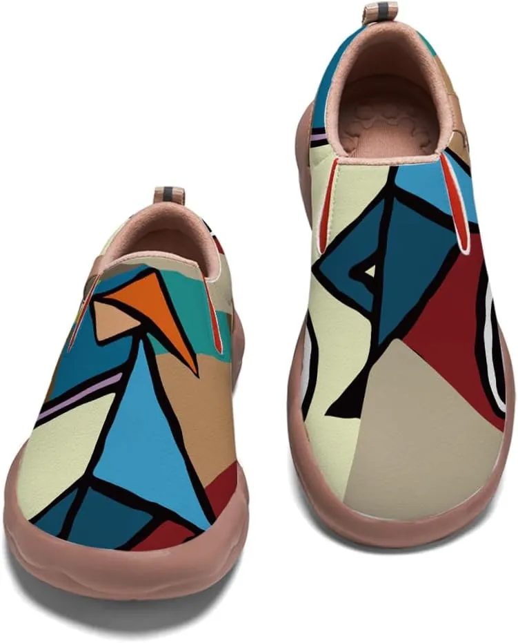 Womens Painted Travel Shoes - Loafers Abstract Art Flat Shoe Slip On Fashion Sneaker Ladies Casual Walking Shoes