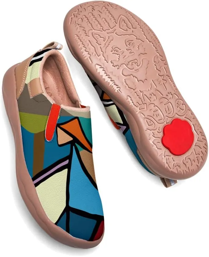 Womens Painted Travel Shoes - Loafers Abstract Art Flat Shoe Slip On Fashion Sneaker Ladies Casual Walking Shoes