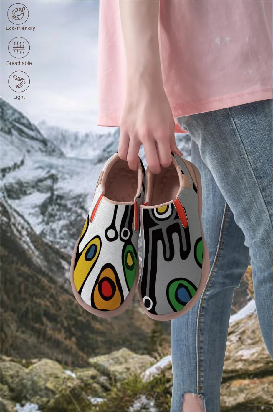 Womens Painted Travel Shoes - Loafers Abstract Art Flat Shoe Slip On Fashion Sneaker Ladies Casual Walking Shoes