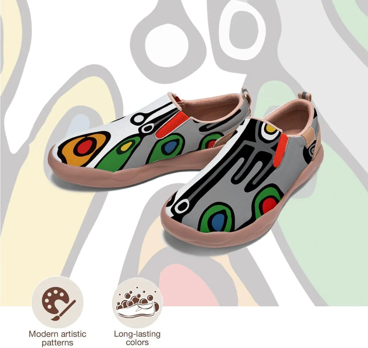 Womens Painted Travel Shoes - Loafers Abstract Art Flat Shoe Slip On Fashion Sneaker Ladies Casual Walking Shoes