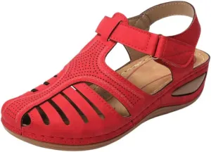 Women's Retro Wedge Sandals, Closed Toe Hollow trendy Shoes, Casual Slingback Sandals for spring and summer