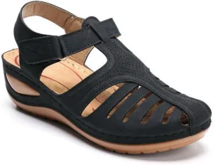 Women's Retro Wedge Sandals, Trendy Closed Toe Hollow Design, Womens Wedge Shoes for Casual & Stylish Looks Shibever Sandals for Women