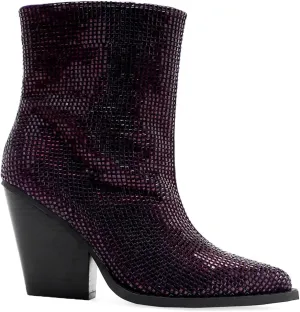 Women's Rhinestone Ankle Boots Sparky Cowboy Boots Stacked Block Heel Boots Cowgirl Boots Pointed Toe Boots