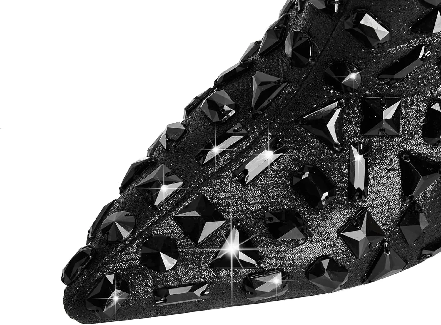 Women's Rhinestone Pointed Toe Tiger Tooth Side Zipper Comfortable Fashion Ankle Boots
