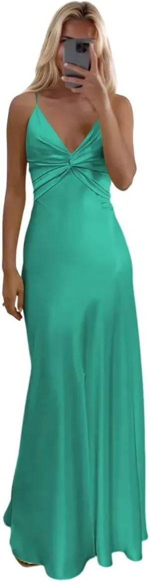Women's Satin Bridesmaid Dresses 2025 with Slit for Women Mermaid Formal Evening Party Dresses PU233