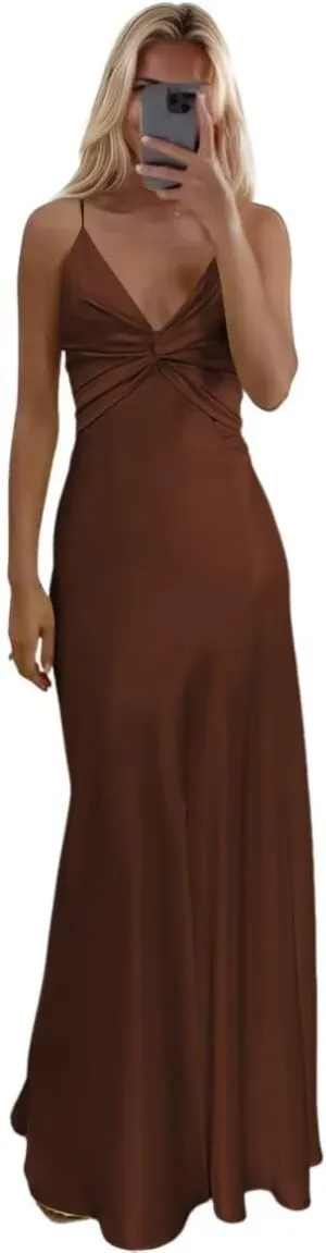 Women's Satin Bridesmaid Dresses 2025 with Slit for Women Mermaid Formal Evening Party Dresses PU233