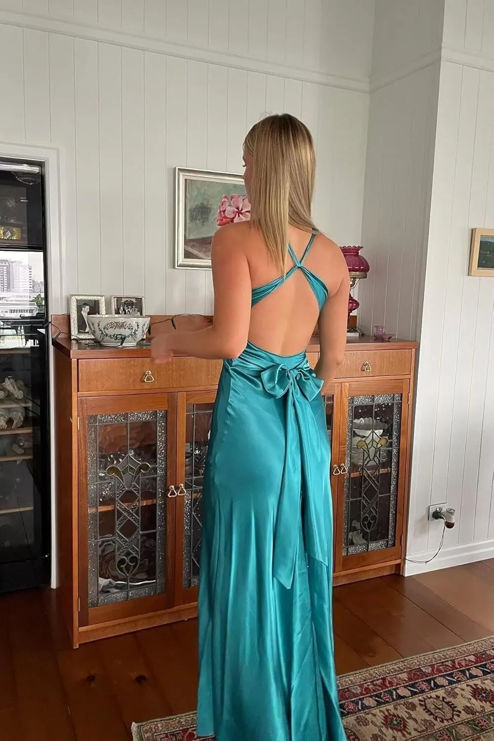 Women's Satin Bridesmaid Dresses 2025 with Slit for Women Mermaid Formal Evening Party Dresses PU233