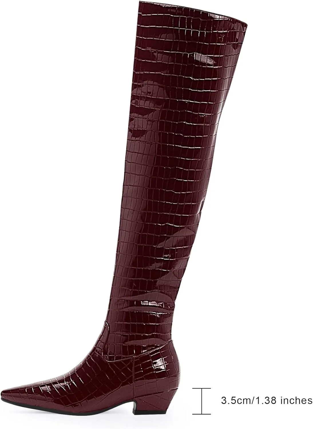 Women's Sexy Crocodile Over The Knee High Boots Low Heel Long Fall Boots