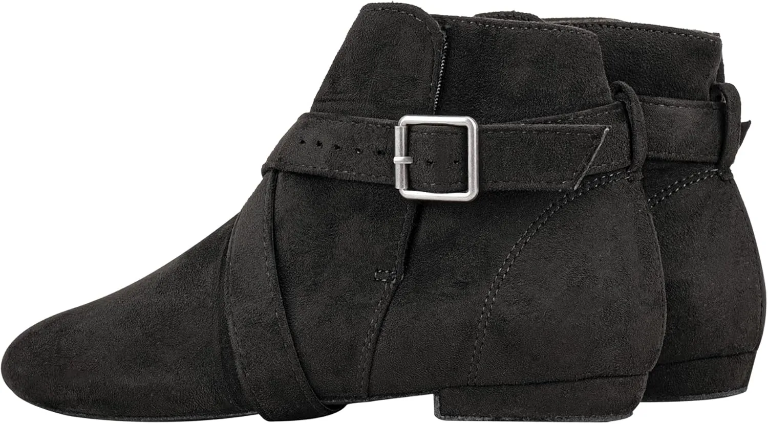 Women's Short Dance Boots Lace Up and Velcro Ankle Shoes with Suede Sole for Line Dance West Coast Swing Ballroom Latin Jazz Modern Practice and Performance Dance Shoes