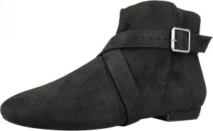 Women's Short Dance Boots Lace Up and Velcro Ankle Shoes with Suede Sole for Line Dance West Coast Swing Ballroom Latin Jazz Modern Practice and Performance Dance Shoes