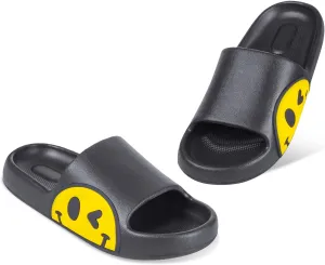 Womens Slides,Pillow Slippers Sandals for Men,Unisex Non slip Quick Dry Shower Shoes Indoor Outdoor Open Toe Spa Bath Pool Gym House Casual Massage Smile Face Slippers