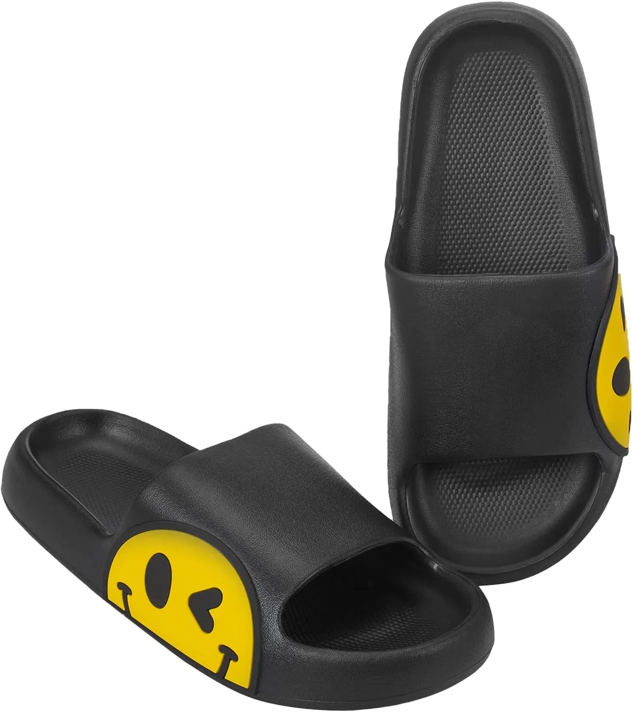 Womens Slides,Pillow Slippers Sandals for Men,Unisex Non slip Quick Dry Shower Shoes Indoor Outdoor Open Toe Spa Bath Pool Gym House Casual Massage Smile Face Slippers