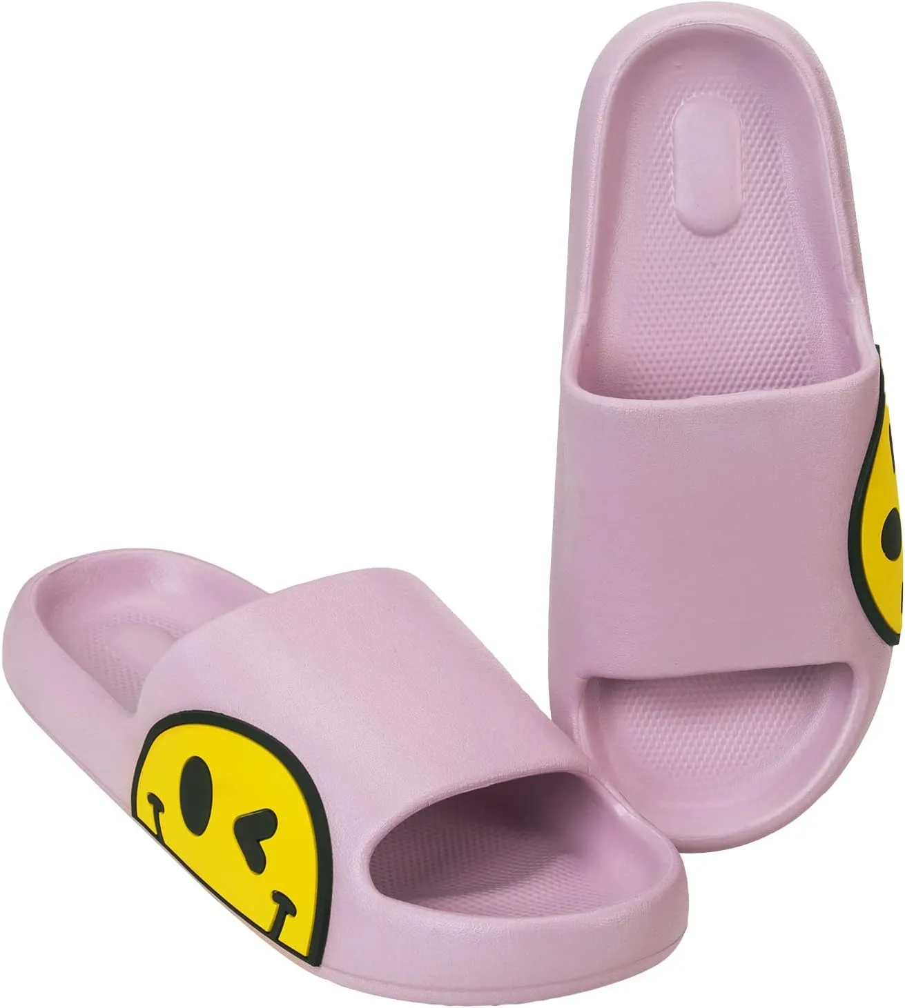 Womens Slides,Pillow Slippers Sandals for Men,Unisex Non slip Quick Dry Shower Shoes Indoor Outdoor Open Toe Spa Bath Pool Gym House Casual Massage Smile Face Slippers