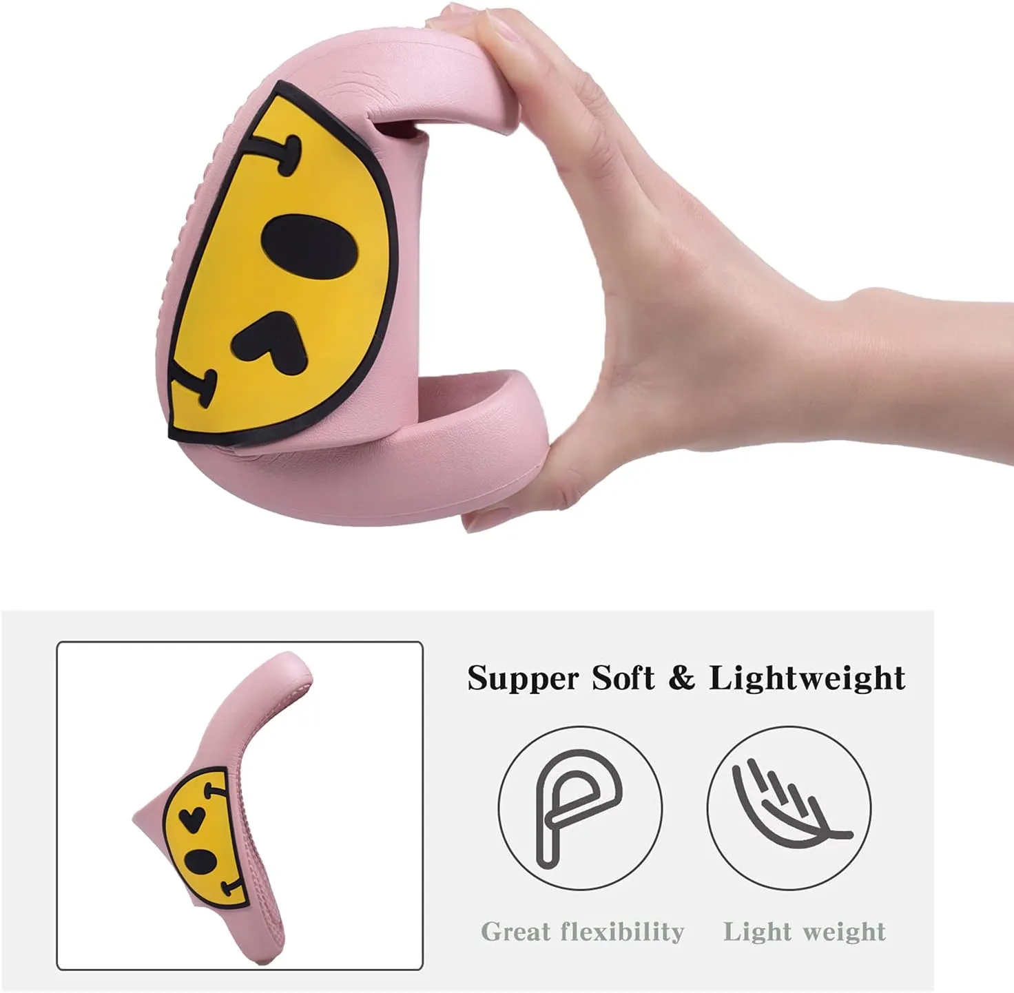Womens Slides,Pillow Slippers Sandals for Men,Unisex Non slip Quick Dry Shower Shoes Indoor Outdoor Open Toe Spa Bath Pool Gym House Casual Massage Smile Face Slippers