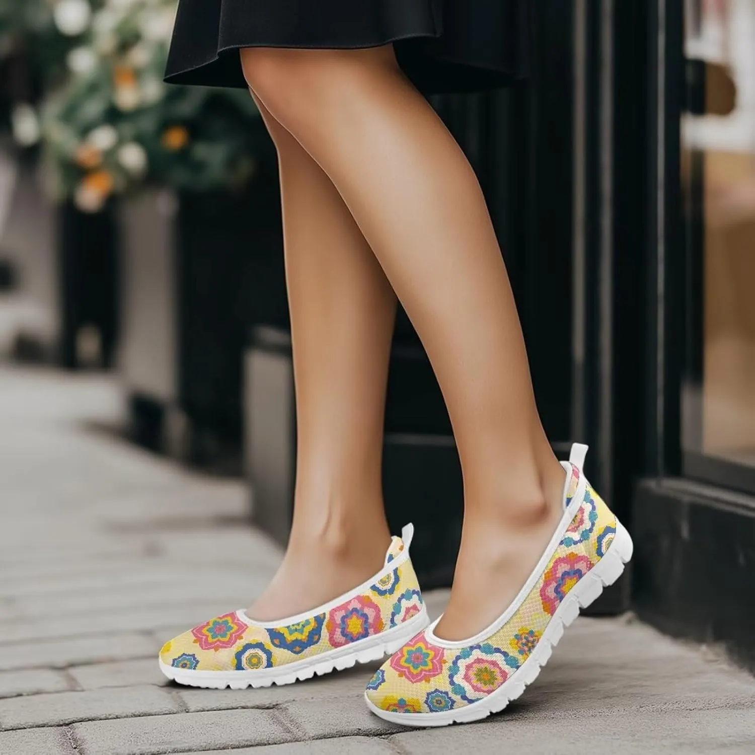 Womens Slip on Shoes Lightweight Printed Walking Shoes Stylish Loafers Non Slip Flat Shoes Low-top Casual Shoes SizeUS 6-11