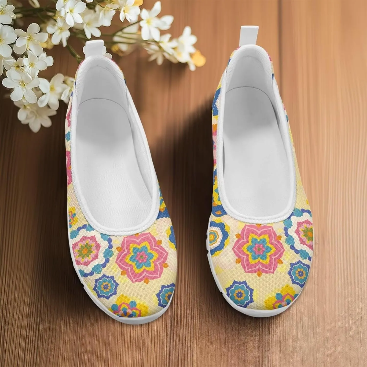 Womens Slip on Shoes Lightweight Printed Walking Shoes Stylish Loafers Non Slip Flat Shoes Low-top Casual Shoes SizeUS 6-11