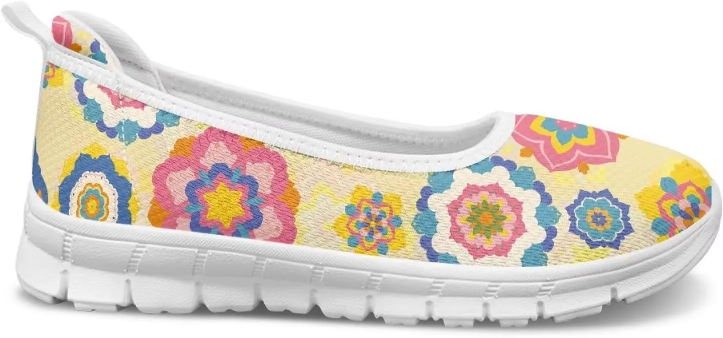 Womens Slip on Shoes Lightweight Printed Walking Shoes Stylish Loafers Non Slip Flat Shoes Low-top Casual Shoes SizeUS 6-11