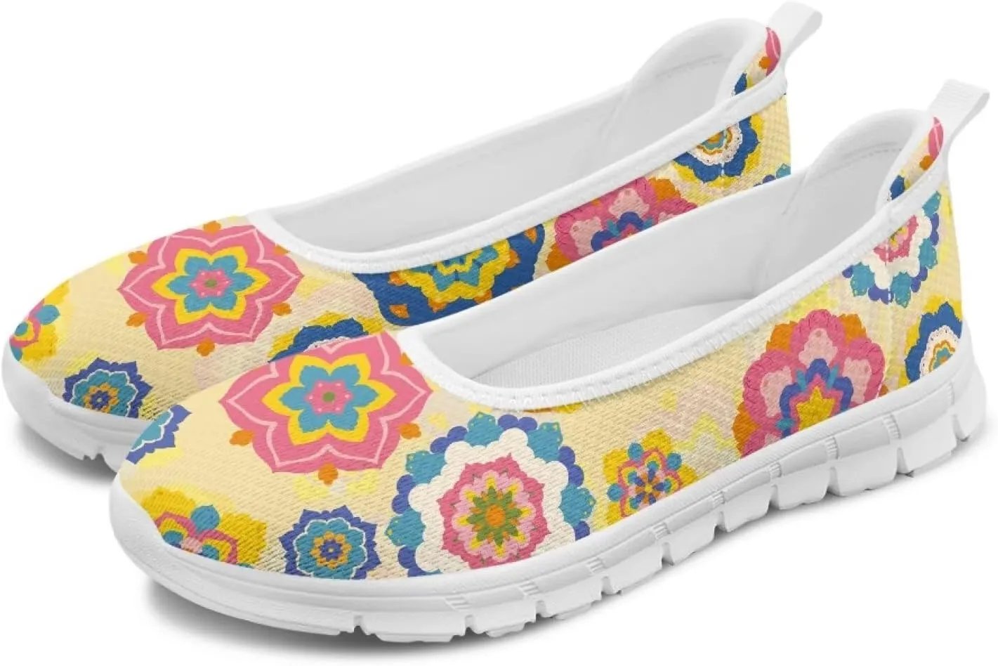 Womens Slip on Shoes Lightweight Printed Walking Shoes Stylish Loafers Non Slip Flat Shoes Low-top Casual Shoes SizeUS 6-11