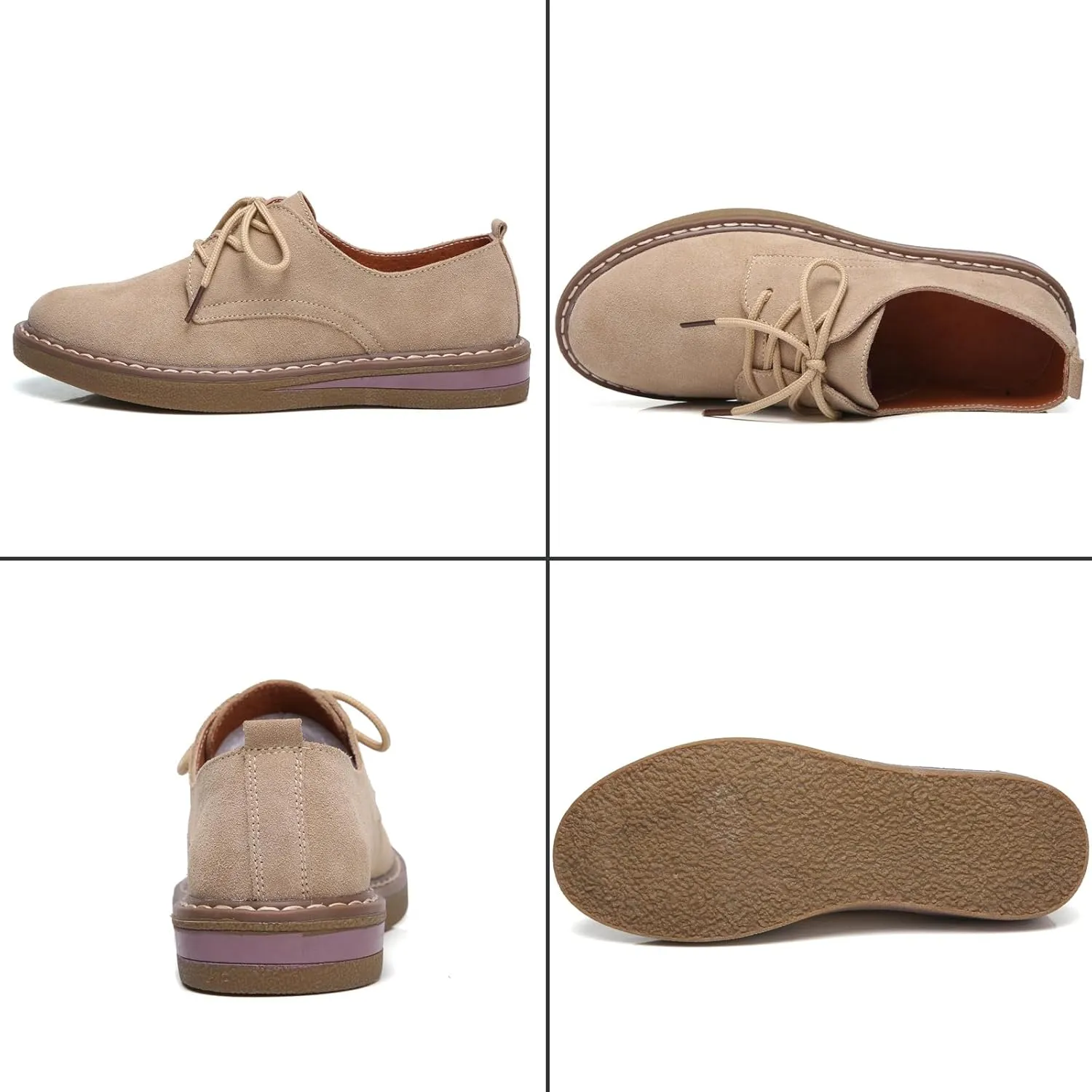 Women's Suede Lace Up Oxford Shoes Fashion Business Luxury Casual Flats Shoes Work Office Driving Sneakers Shoes