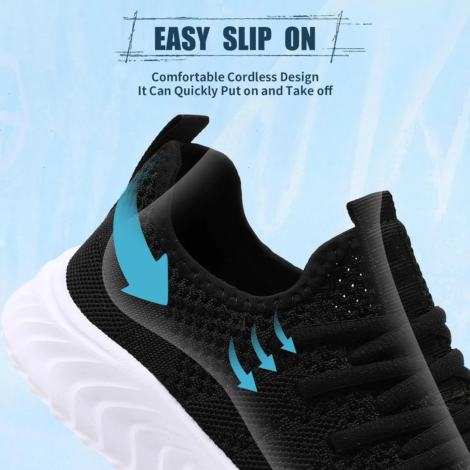 Womens Tennis Shoes Running Shoes - Gym Sneakers Shoes Walking Workout Shoes Non Slip Walking Athletic Slip On Lightweight Breathable Shoes