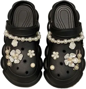 Women's Trendy Platform Clogs, Solid Color Hollow Out Non Slip Slide Shoes, Outdoor Beach Sandals