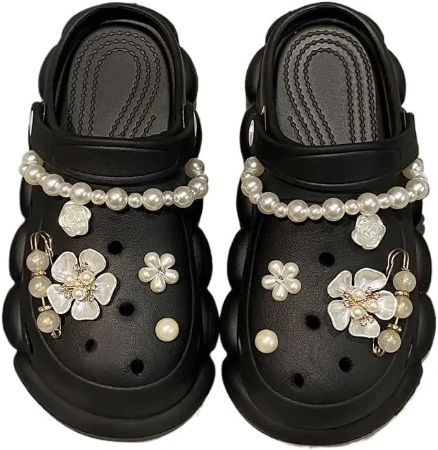 Women's Trendy Platform Clogs, Solid Color Hollow Out Non Slip Slide Shoes, Outdoor Beach Sandals