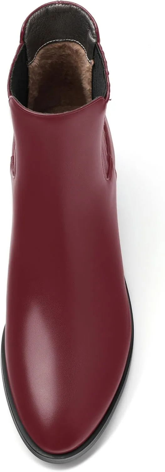 Women's Vintage Elastic Chelsea Ankle Boots, Fashion Low Block Slope Heel Round Toe Fall Slope Heel Boots Shoes