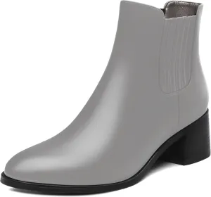 Women's Vintage Elastic Chelsea Ankle Boots, Fashion Low Block Slope Heel Round Toe Fall Slope Heel Boots Shoes