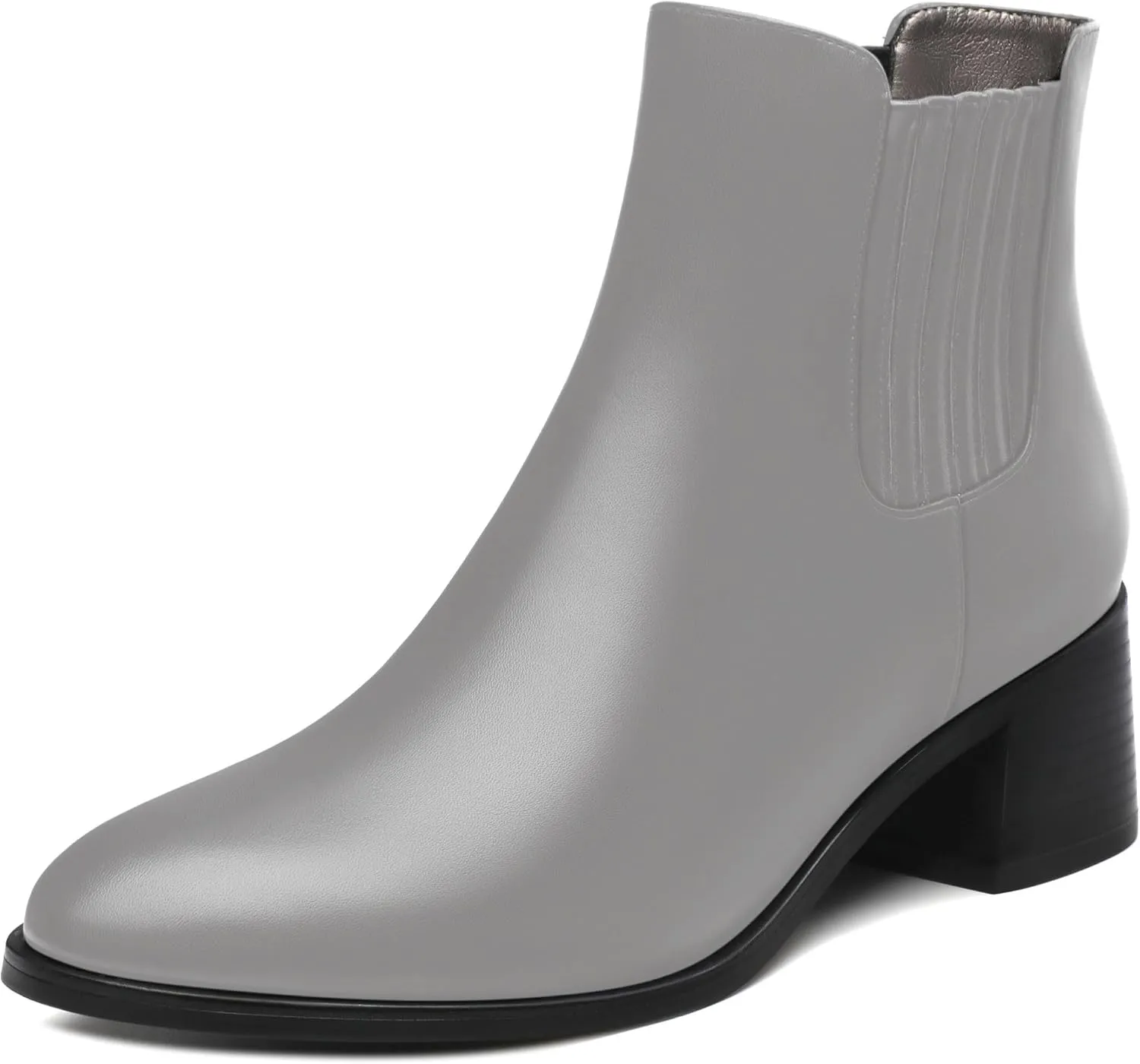 Women's Vintage Elastic Chelsea Ankle Boots, Fashion Low Block Slope Heel Round Toe Fall Slope Heel Boots Shoes